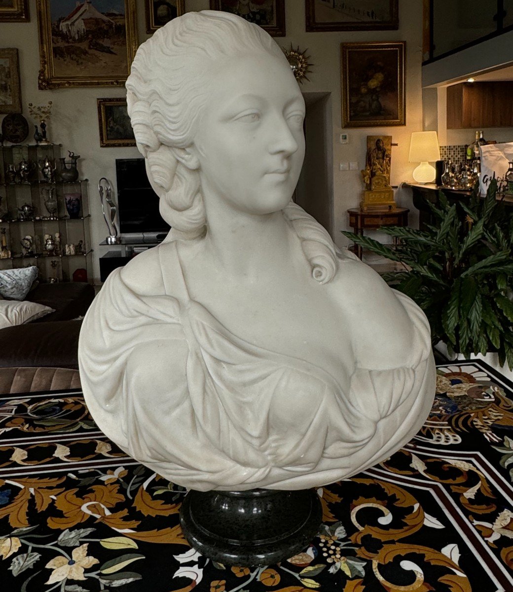 Important Carrara Marble Bust From The 19th Century-photo-3