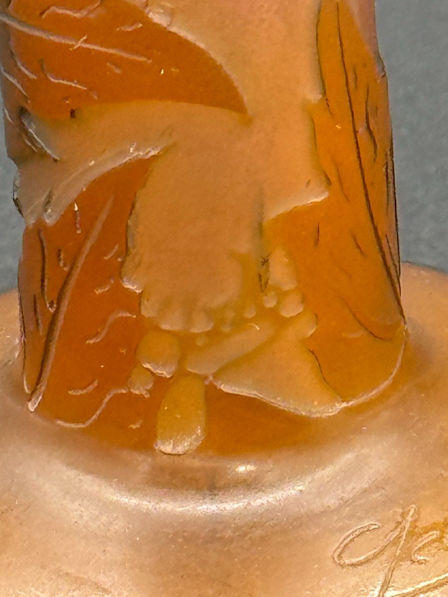 Etablissements Gallé(1904-1936) Vase Tube Décor Berce Du Caucase -photo-1