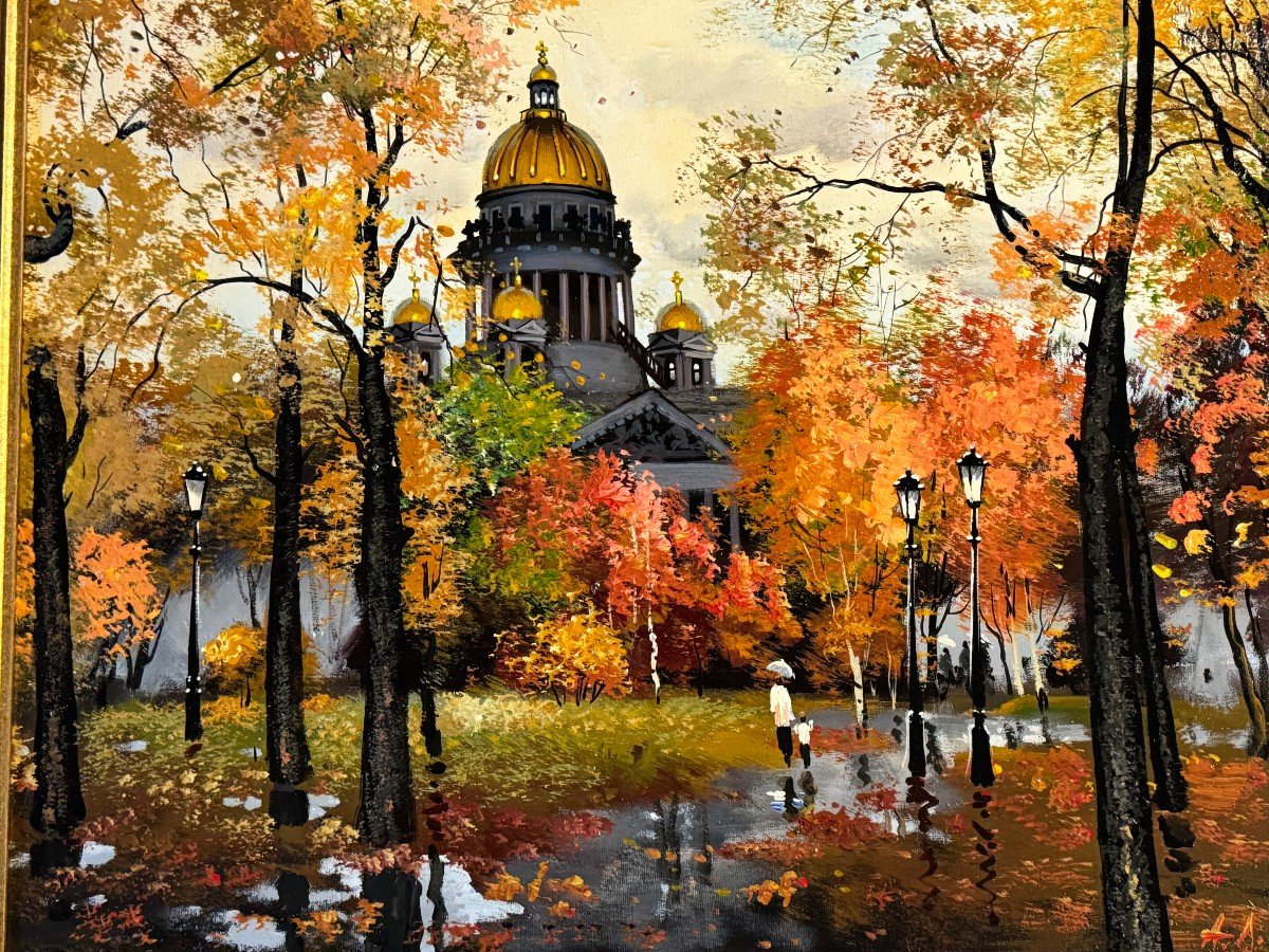 Russian School, Anatole Loukache (born In 1956) Autumn In The City Near An Orthodox Church-photo-2