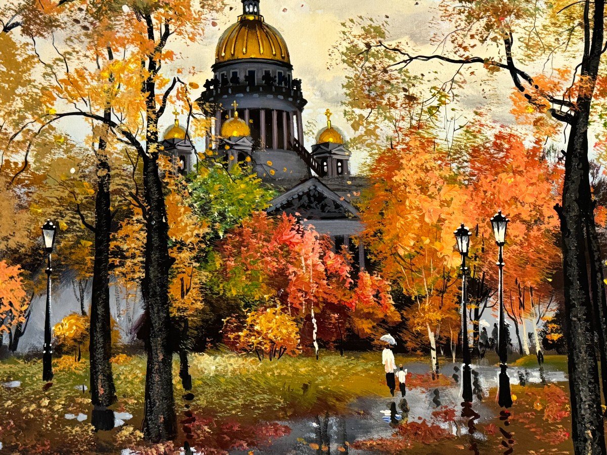 Russian School, Anatole Loukache (born In 1956) Autumn In The City Near An Orthodox Church-photo-4