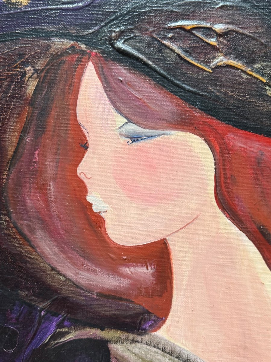 Linda Le Kinff (born 1949) Young Woman With Hat -photo-3