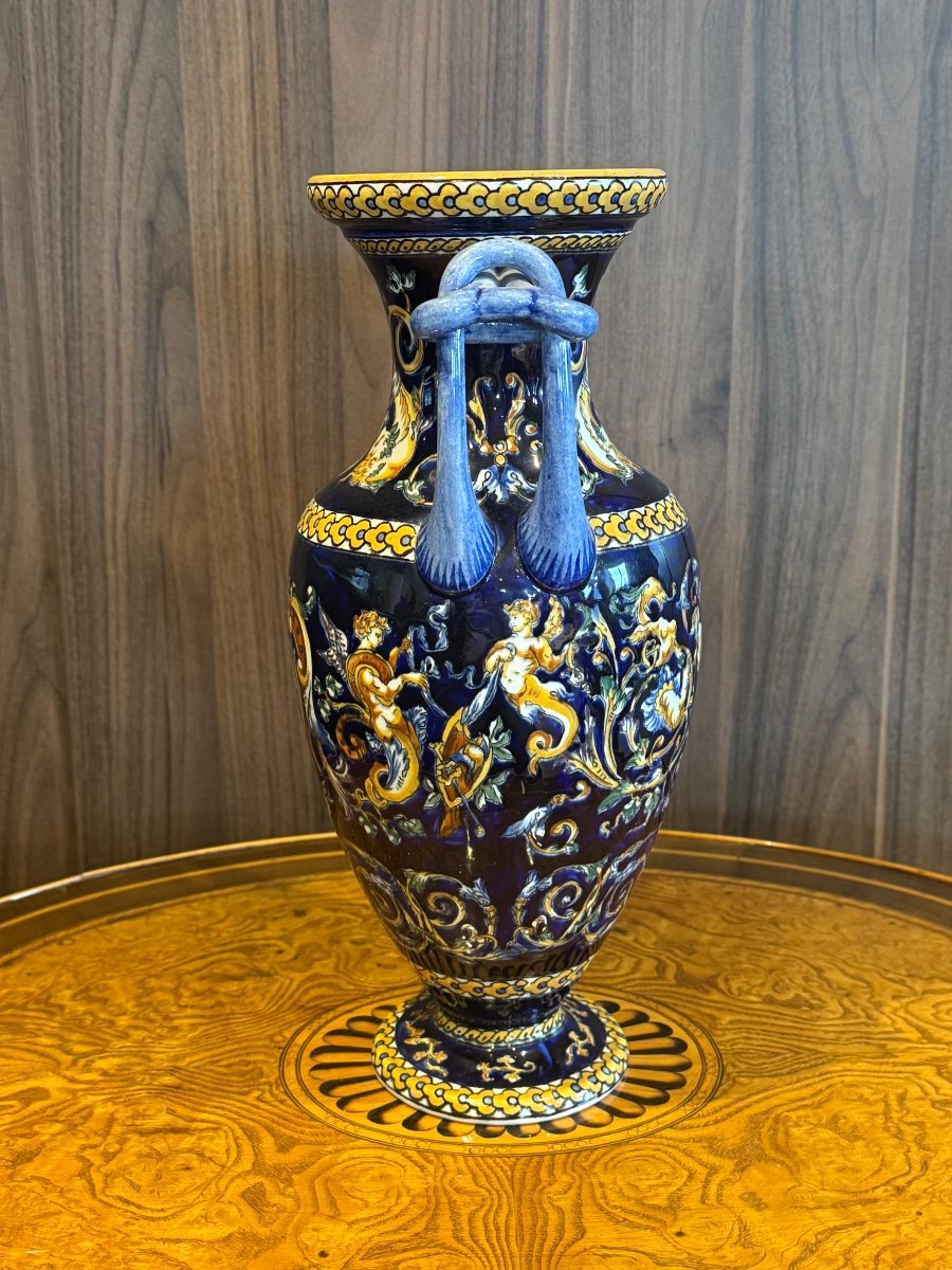 Grand Vase En Faïence De Gien Renaissance Vers 1938-photo-4
