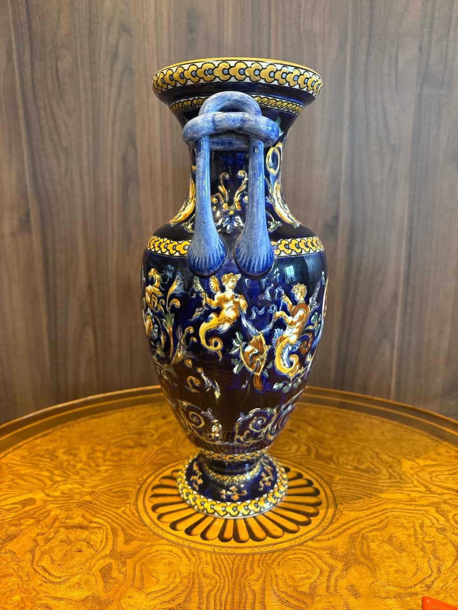 Grand Vase En Faïence De Gien Renaissance Vers 1938-photo-1