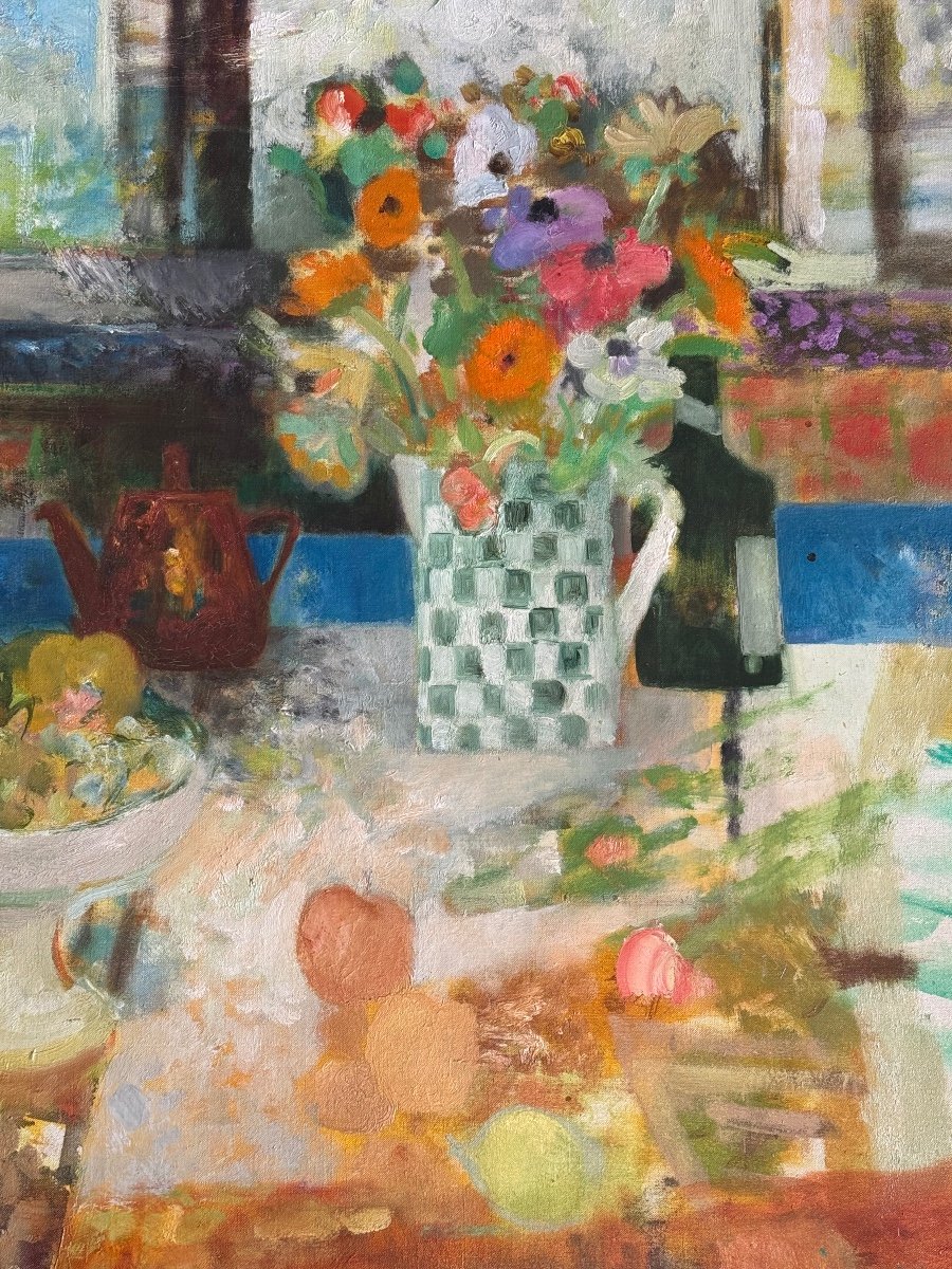 Large Painting By Jacques Petit (1925-2019) Oil On Canvas -photo-2