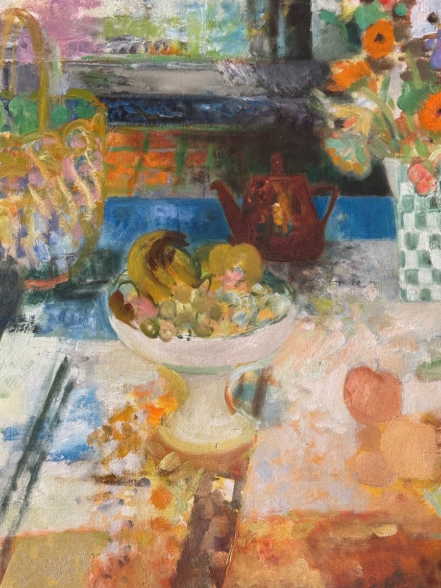 Large Painting By Jacques Petit (1925-2019) Oil On Canvas -photo-3