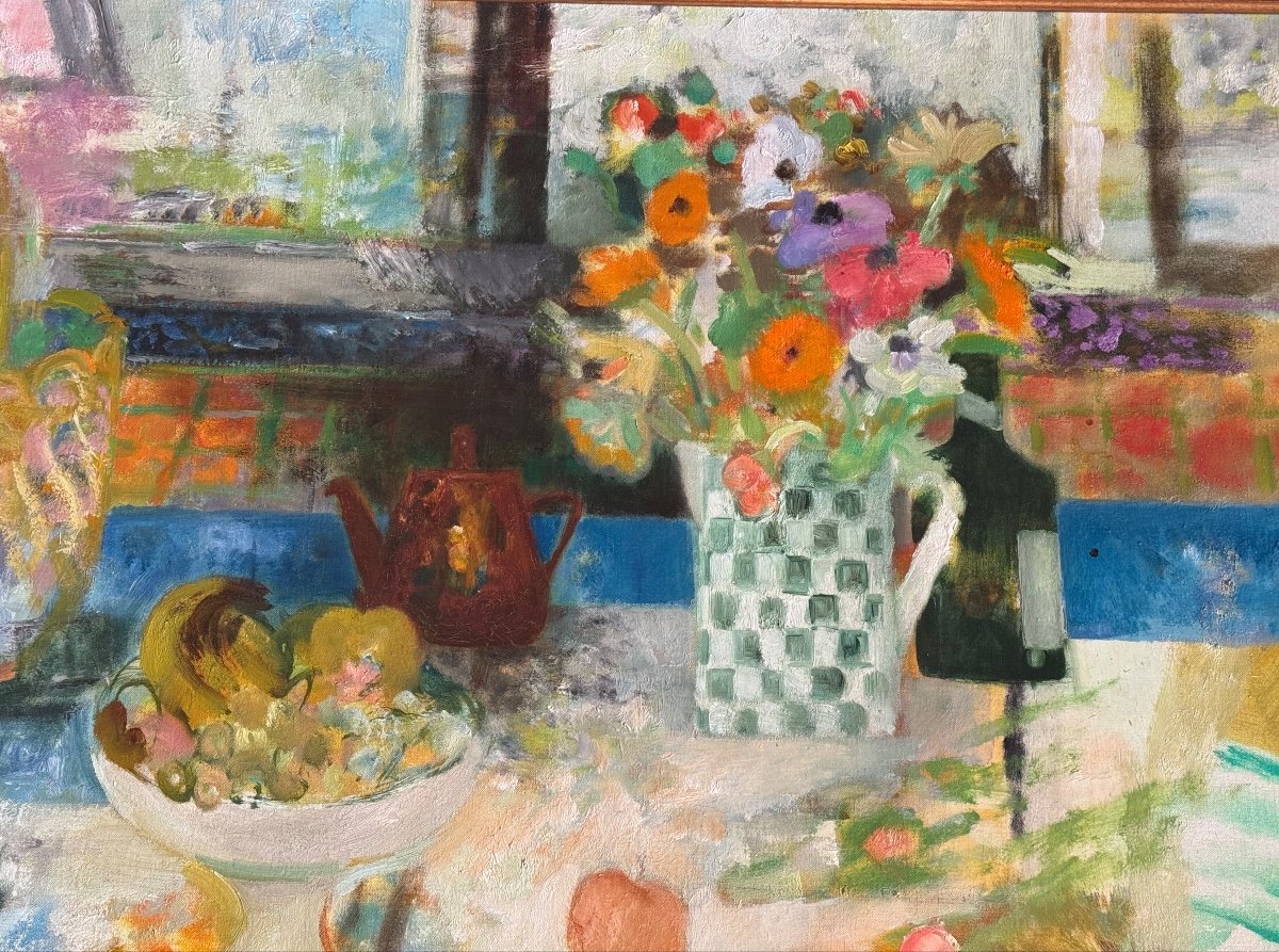 Large Painting By Jacques Petit (1925-2019) Oil On Canvas -photo-4