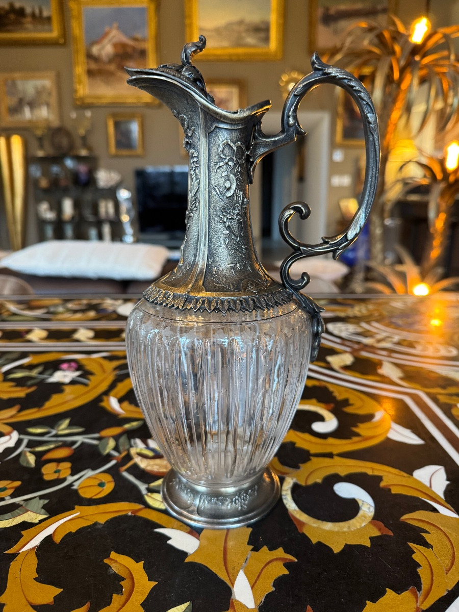 Aiguière En Cristal Maison Gallia -christofle Du XIXème