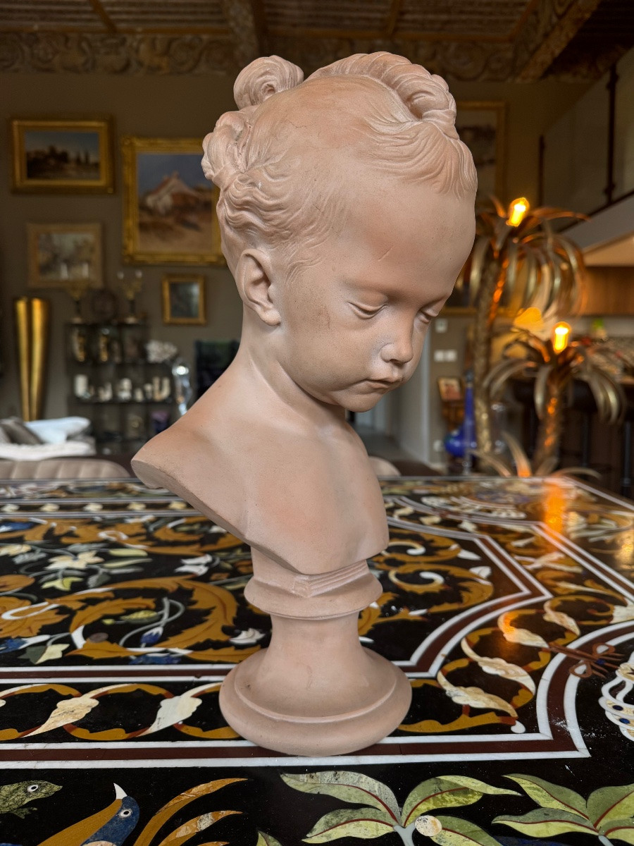 Bust Of A Little Girl, After Jean-baptiste Saly – Louvre Museum Shops Edition  -photo-2