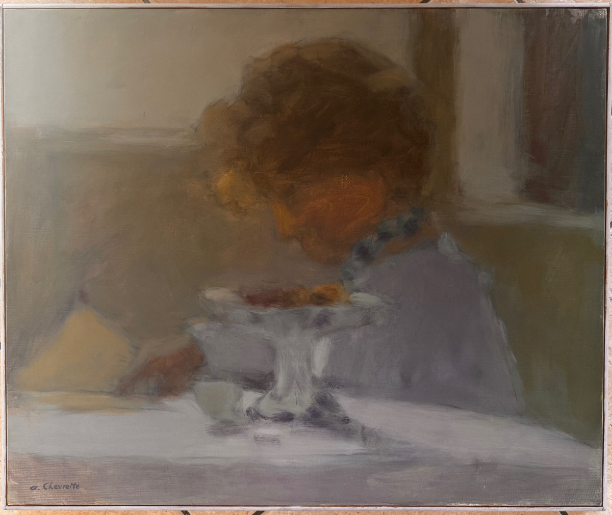 Tableau d’ Alain Chevrette , né en 1947 huile sur toile.