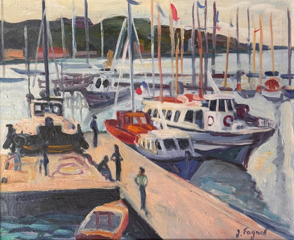 Gérard Fagard – The Port Of Sanary – Oil On Canvas-photo-2