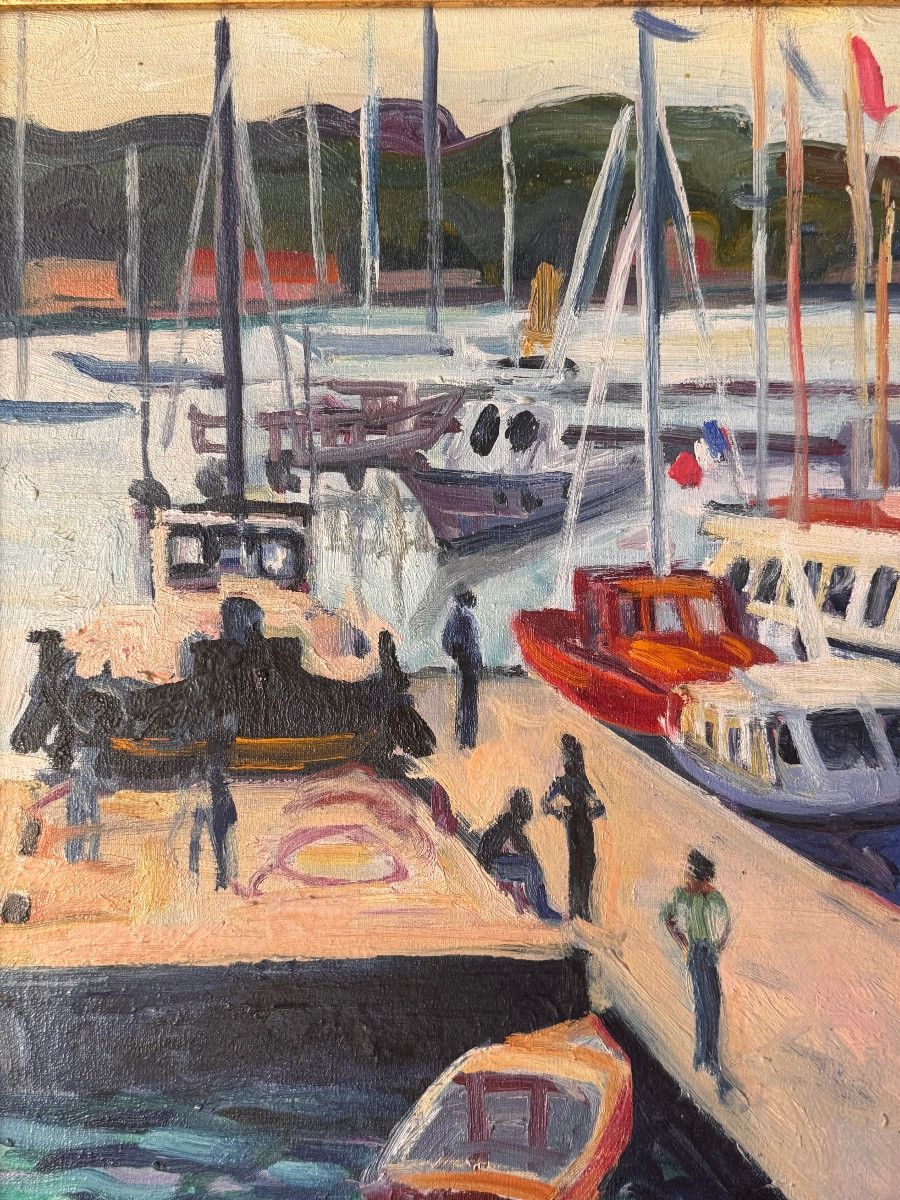 Gérard Fagard – The Port Of Sanary – Oil On Canvas-photo-3