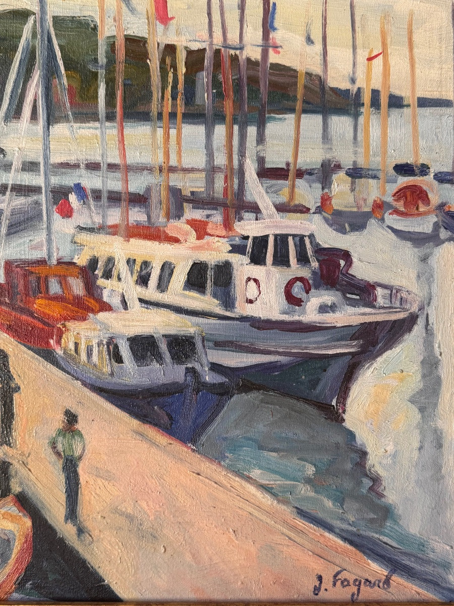 Gérard Fagard – The Port Of Sanary – Oil On Canvas-photo-4