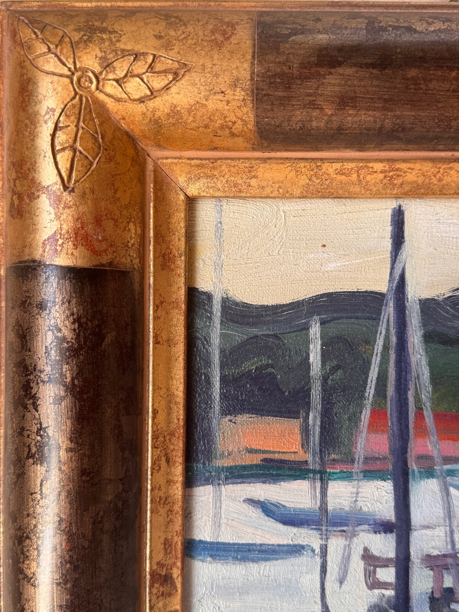 Gérard Fagard – The Port Of Sanary – Oil On Canvas-photo-1