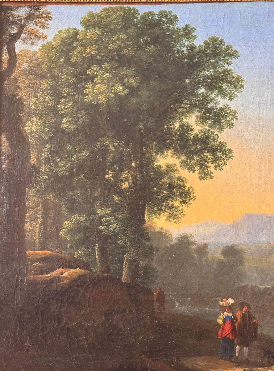 Paysage animé avec ruines École française ou italienne du XVIIᵉ siècle .-photo-1