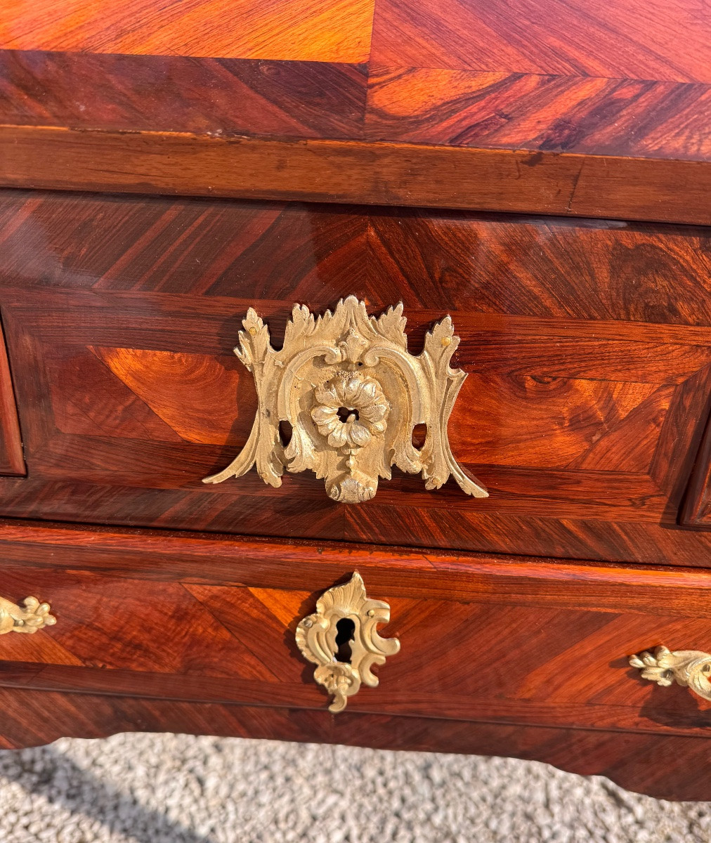 A Louis XV Period Slant-front Desk In Rosewood And Gilt Bronze  -photo-3