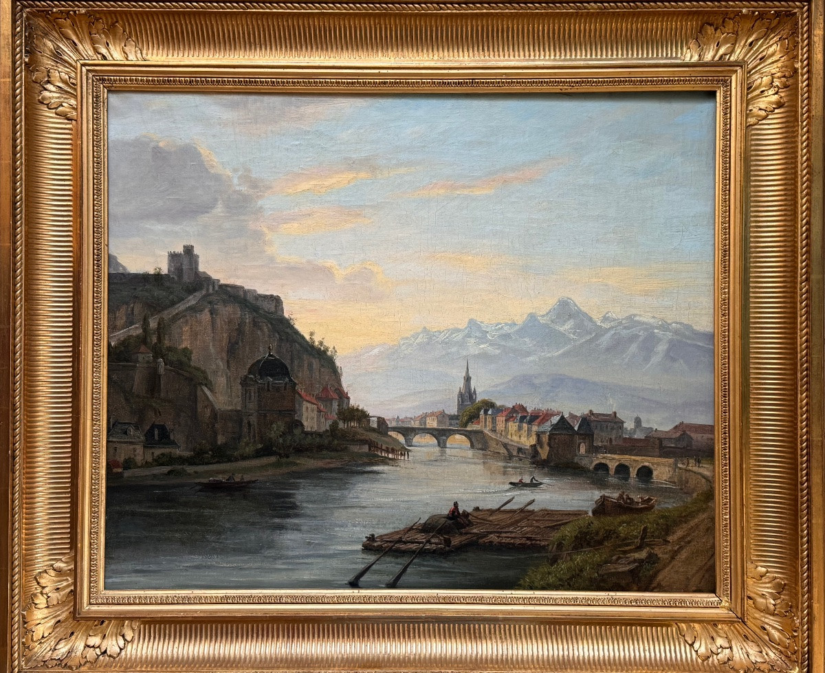 Attribué à Jules Guédy (1840–1908)  Vue de Grenoble et de l’Isère – Huile sur toile, XIXᵉ -photo-4