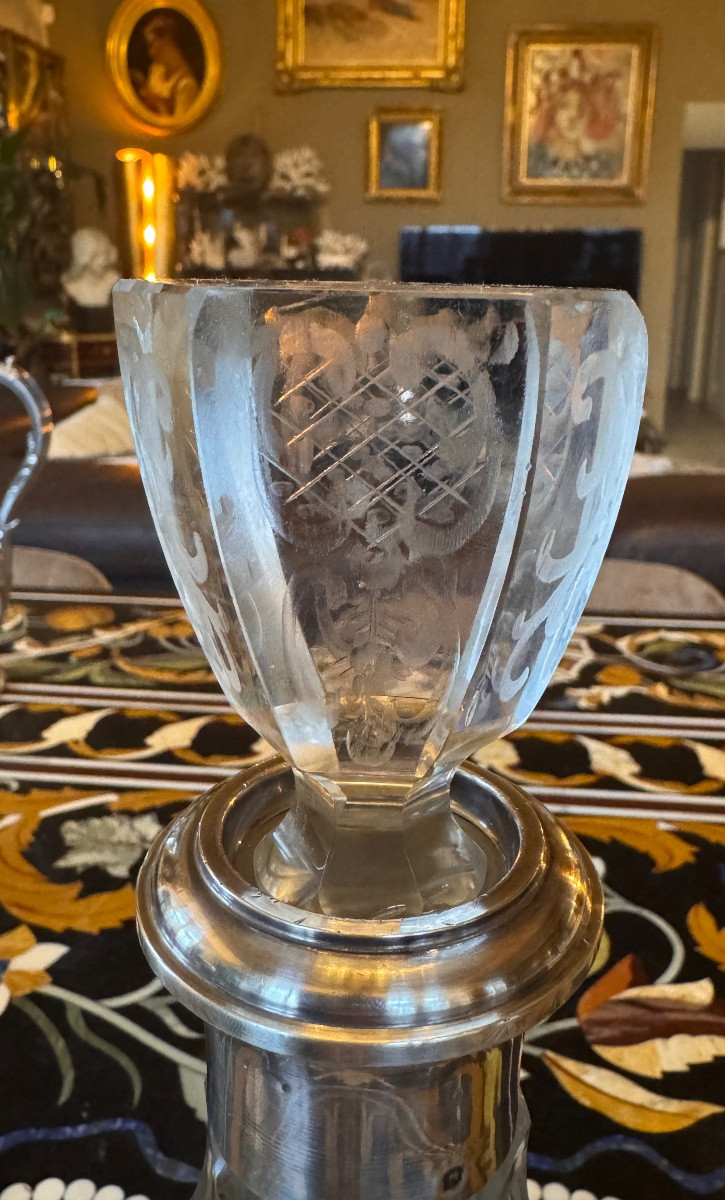 Carafe en cristal gravé à décor stylisé – Époque Napoléon III  -photo-3