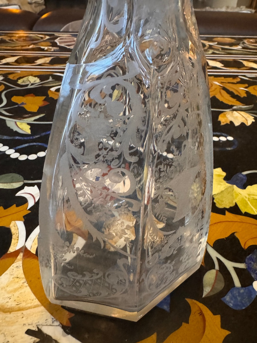 Carafe en cristal gravé à décor stylisé – Époque Napoléon III  -photo-4