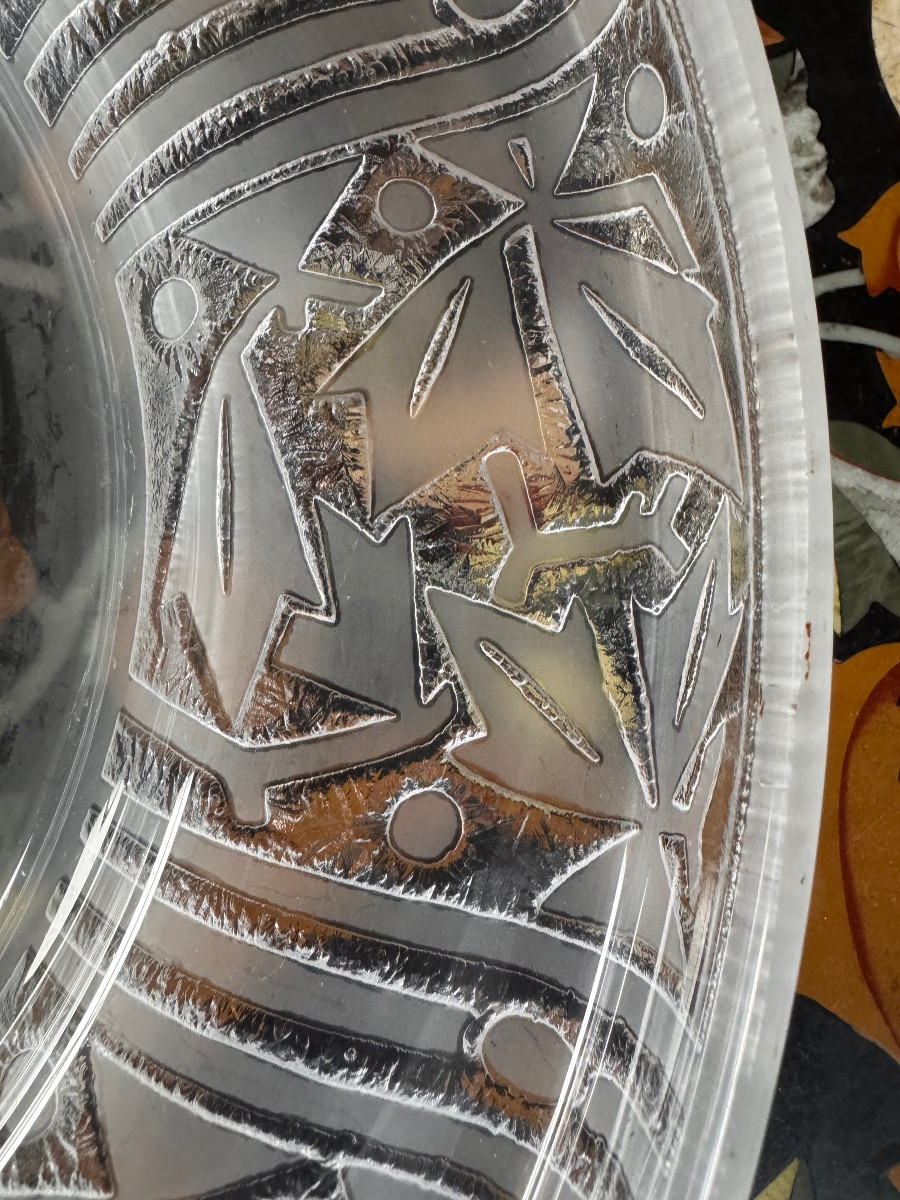 Large Acid-etched Glass Bowl/dish – Daum Nancy France – Circa 1920  -photo-4