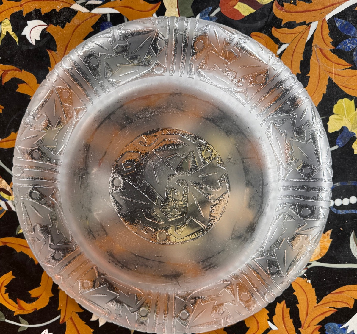 Large Acid-etched Glass Bowl/dish – Daum Nancy France – Circa 1920  -photo-1