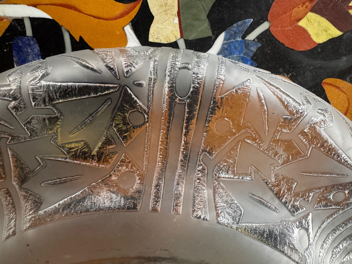 Large Acid-etched Glass Bowl/dish – Daum Nancy France – Circa 1920  -photo-3