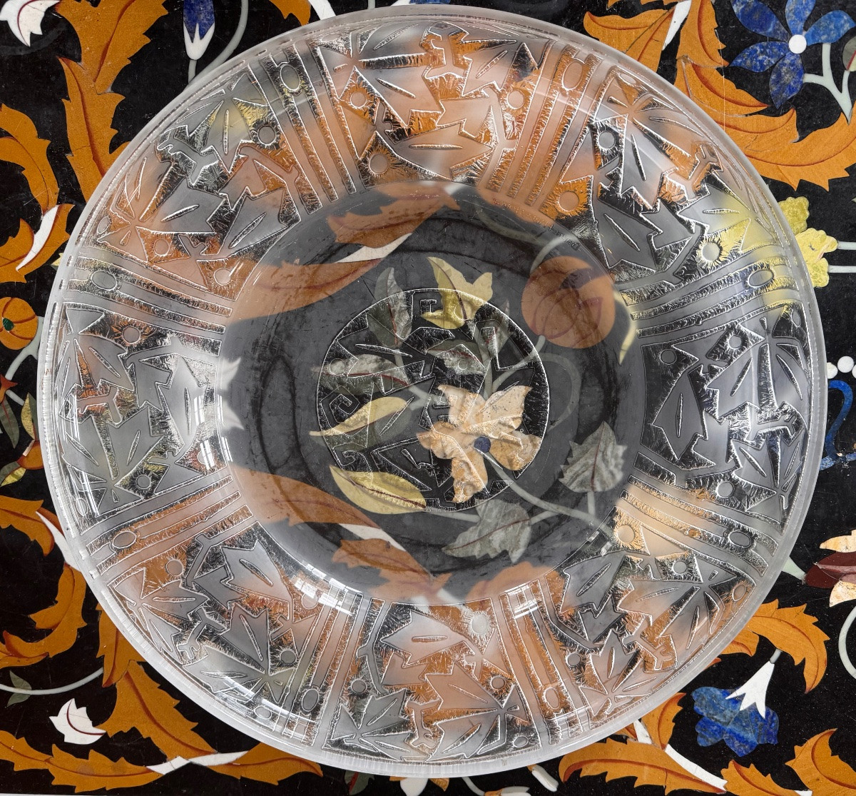 Large Acid-etched Glass Bowl/dish – Daum Nancy France – Circa 1920  -photo-4