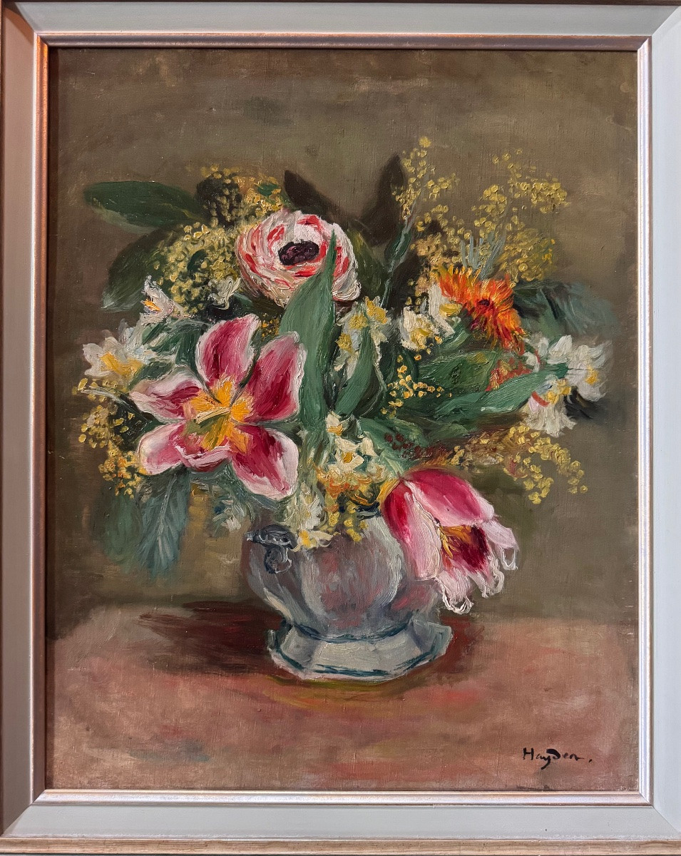 Henri Hayden (1883–1970)  Nature morte au bouquet de fleurs Huile sur toile, signée .-photo-3