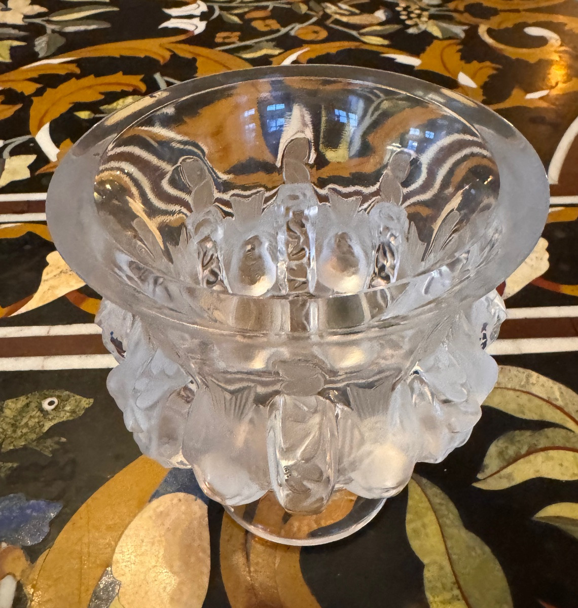 Lalique France Pressed Molded Crystal Vase – Dampierre Model. Superb Molded Crystal Vase -photo-2