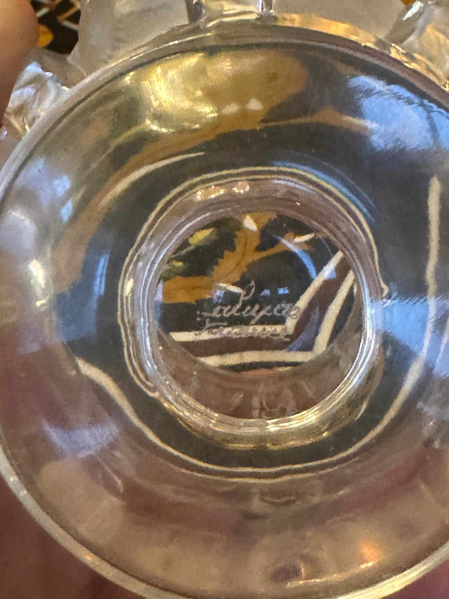 Lalique France Pressed Molded Crystal Vase – Dampierre Model. Superb Molded Crystal Vase -photo-4