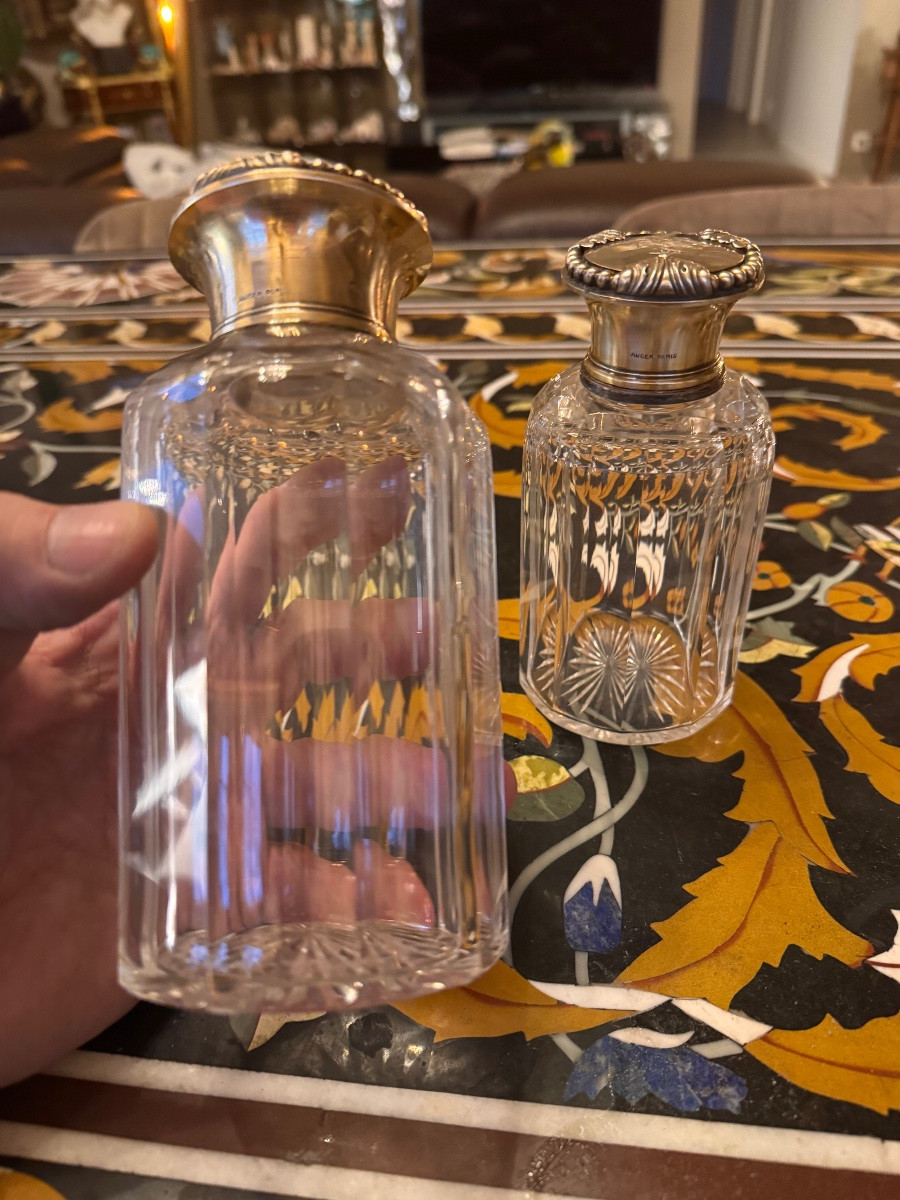 Paire de flacons à toilette en cristal et argent massif – Maison Augier, Paris  -photo-4