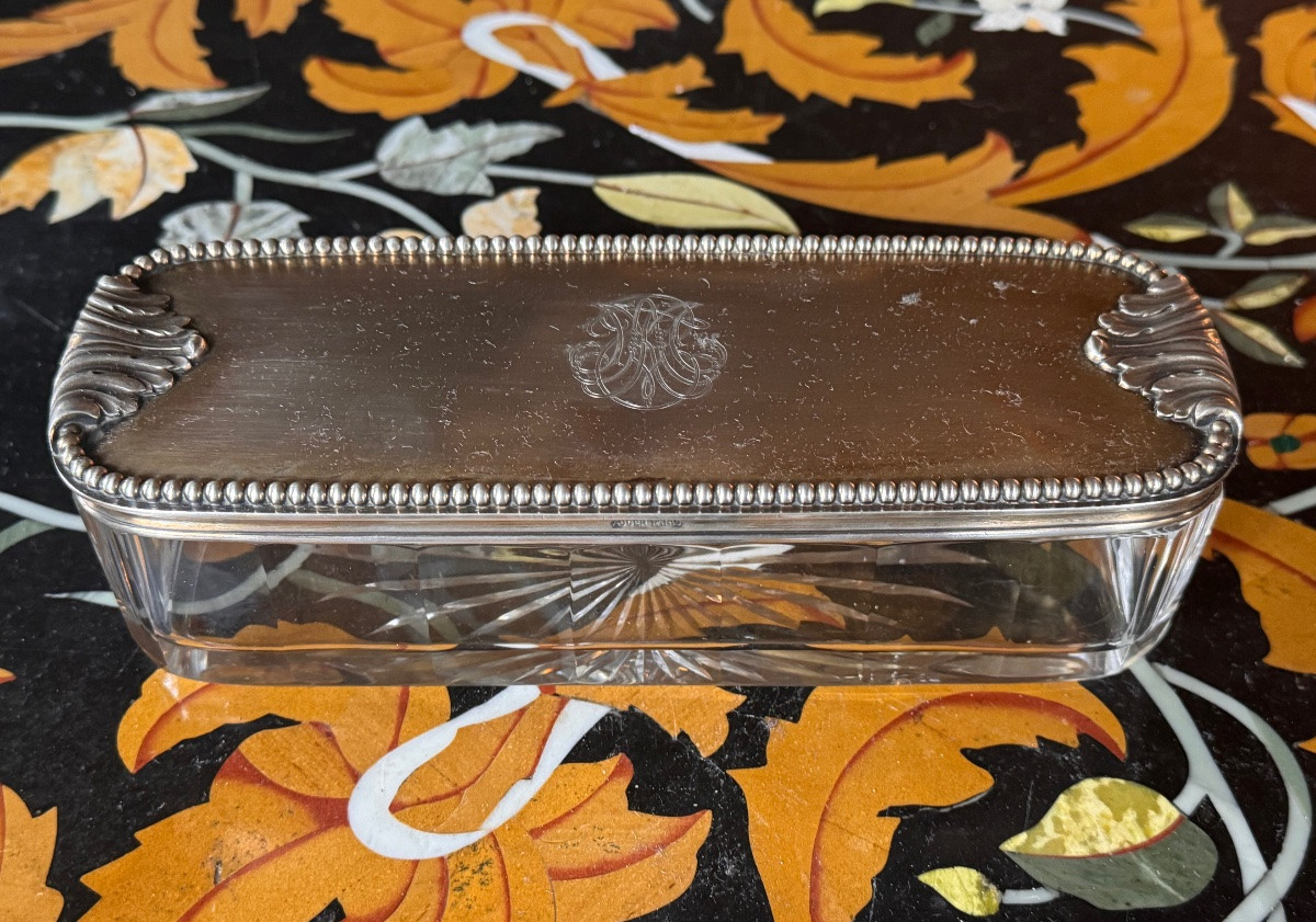 Cut Crystal And Sterling Silver Box – Maison Auger, Paris. Minerva 1st Standard Hallmark.  -photo-4