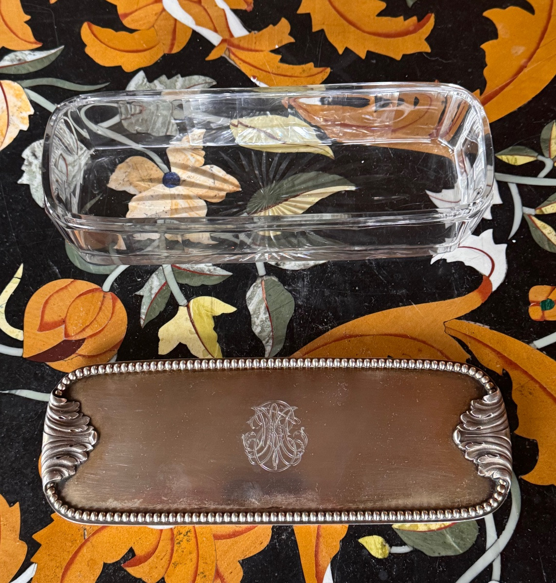 Cut Crystal And Sterling Silver Box – Maison Auger, Paris. Minerva 1st Standard Hallmark.  -photo-1