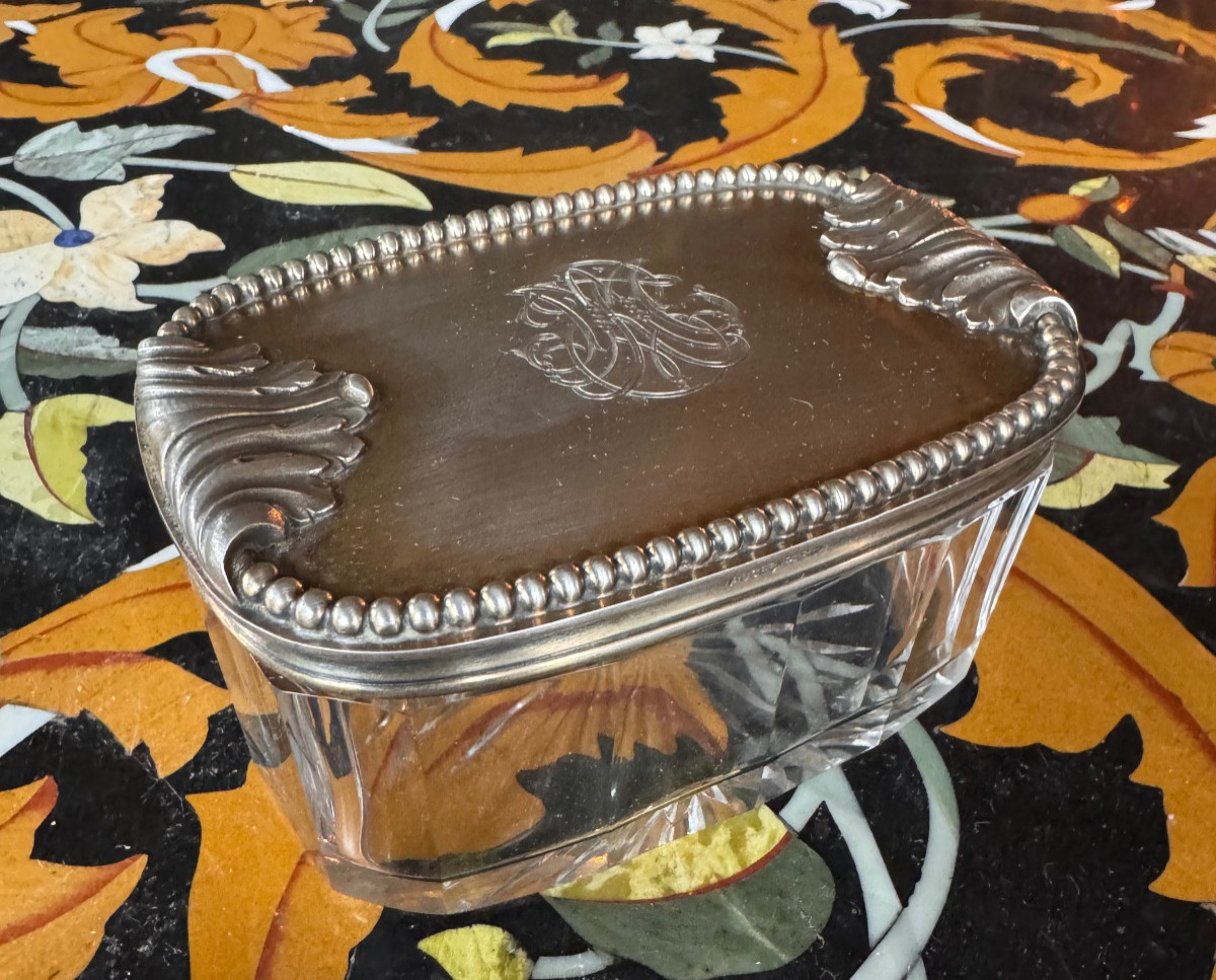 Cut Crystal And Sterling Silver Box – Maison Auger, Paris. Minerva 1st Standard Hallmark.  -photo-4