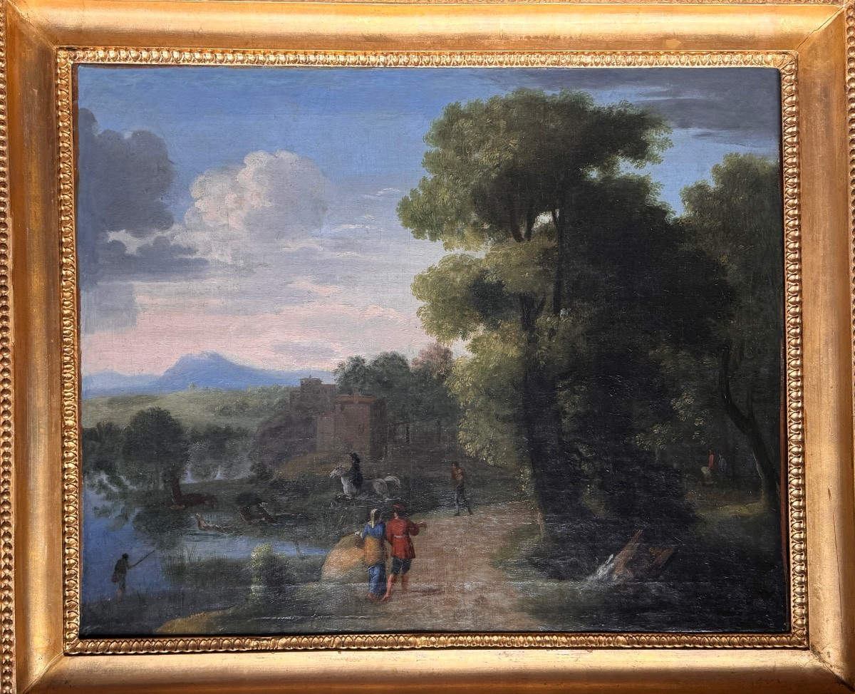 Lively Landscape With A Fox Hunt – Attributed To/follower Of Herman Van Swanevelt -photo-4