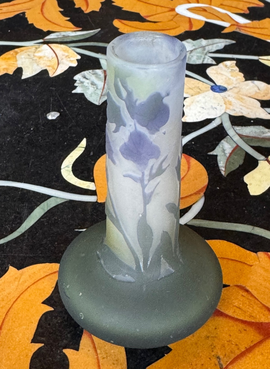 Small Art Nouveau Tube Vase With Acid-etched Decoration By émile Gallé (1846-1904)