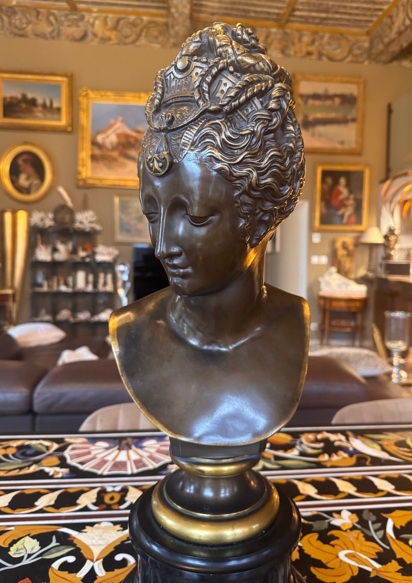 Important buste de Diane de Poitiers En  Bronze Deux Patines F. Barbedienne Fondeur  -photo-2
