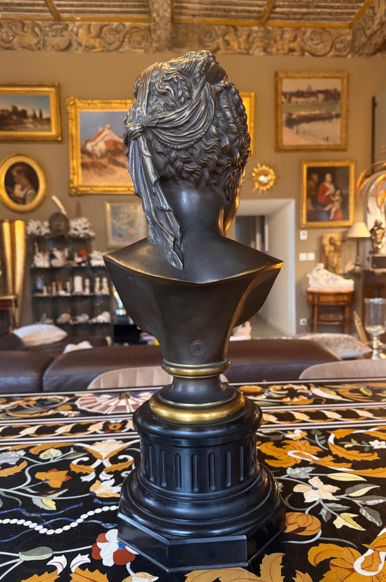 Important buste de Diane de Poitiers En  Bronze Deux Patines F. Barbedienne Fondeur  -photo-2