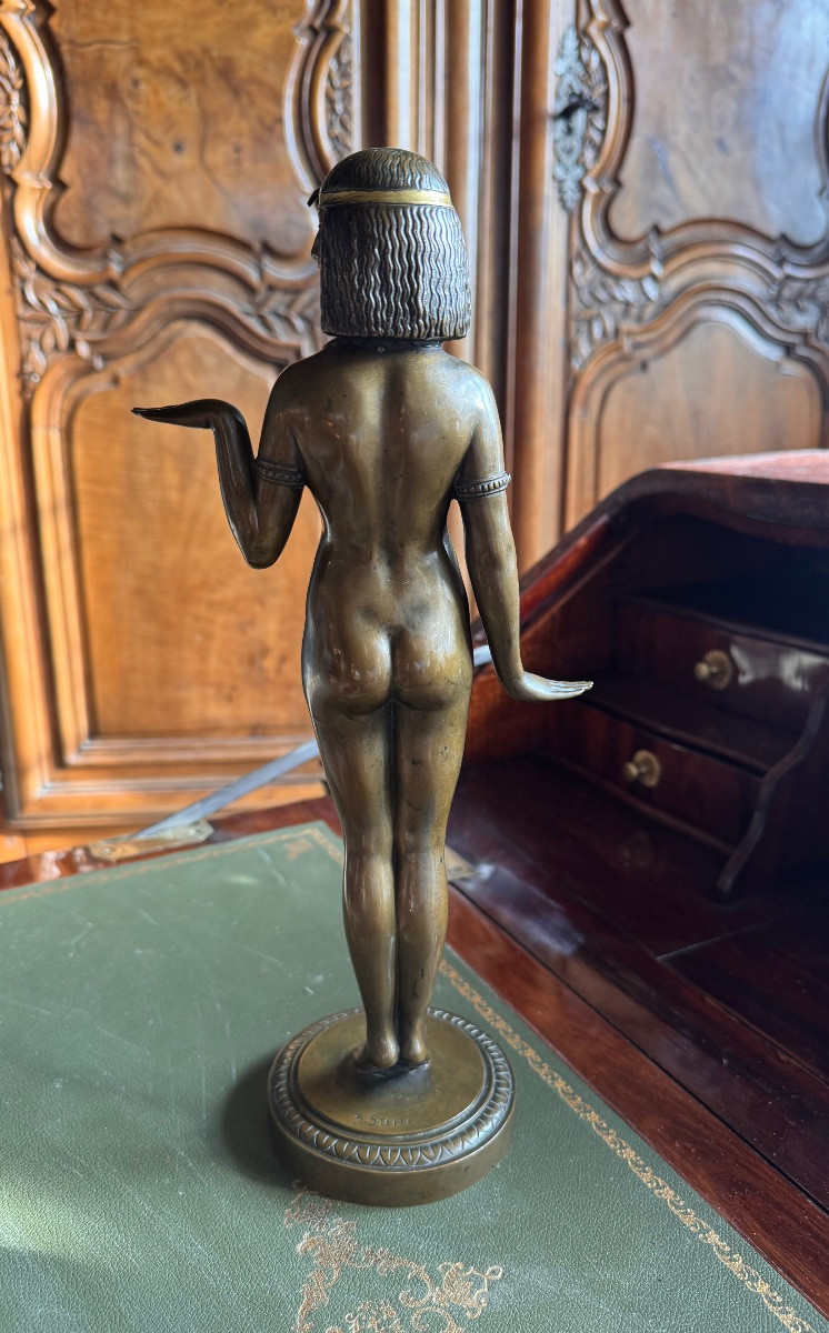 STEHLE ALOIS (1854-1952)  Figure d’Égyptienne  Bronze à patine brune nuancée, signé -photo-3