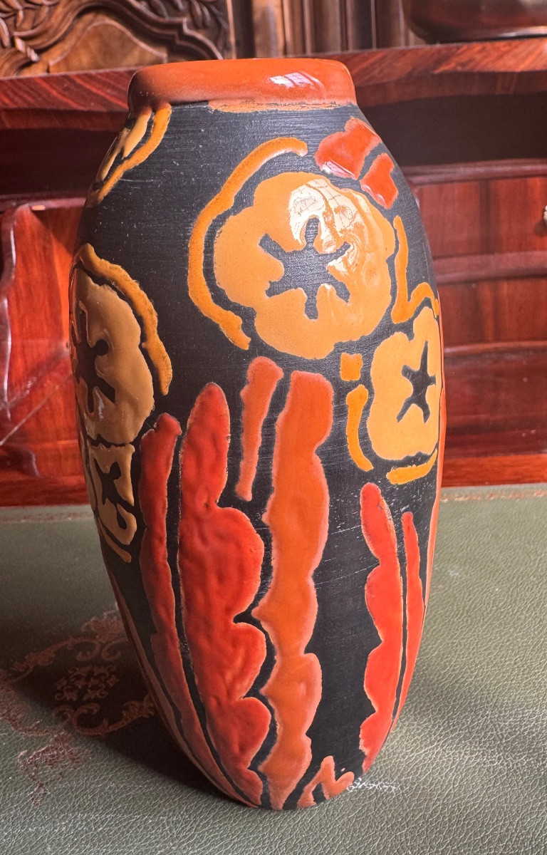 Petit vase en céramique émaillée par Léon Brunard (1872-1931)  -photo-3