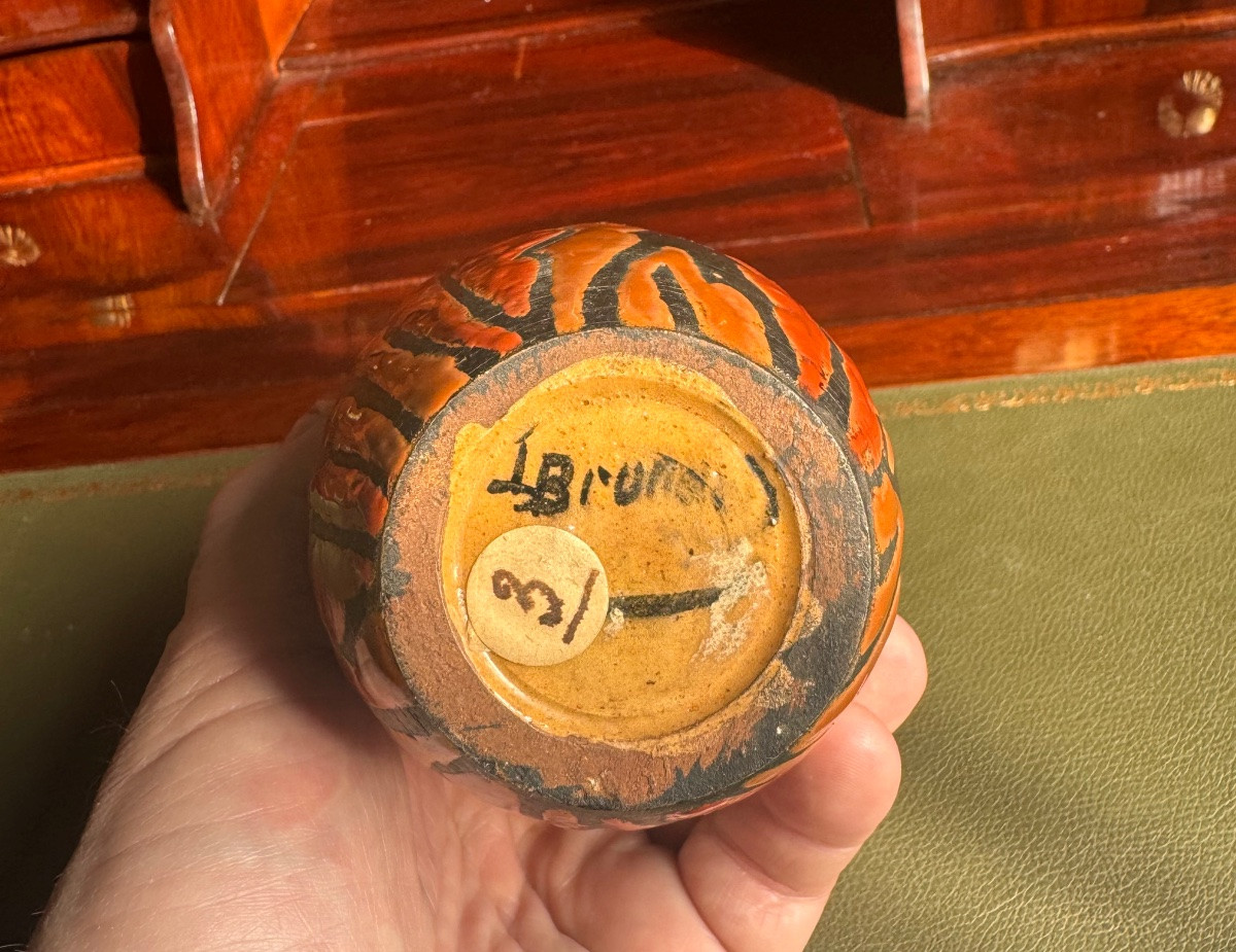Petit vase en céramique émaillée par Léon Brunard (1872-1931)  -photo-1