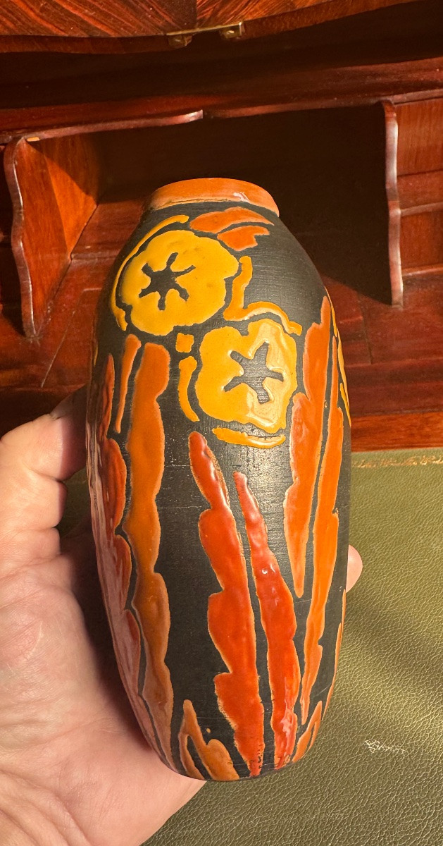 Petit vase en céramique émaillée par Léon Brunard (1872-1931)  -photo-2