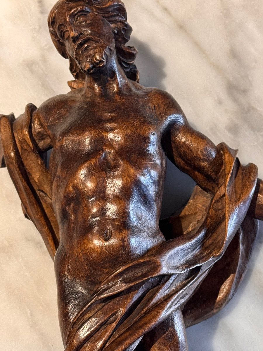 Carved Wooden Christ On The Cross – Late 18th Century. Provenance: Workshop Of Léon Brunard-photo-4