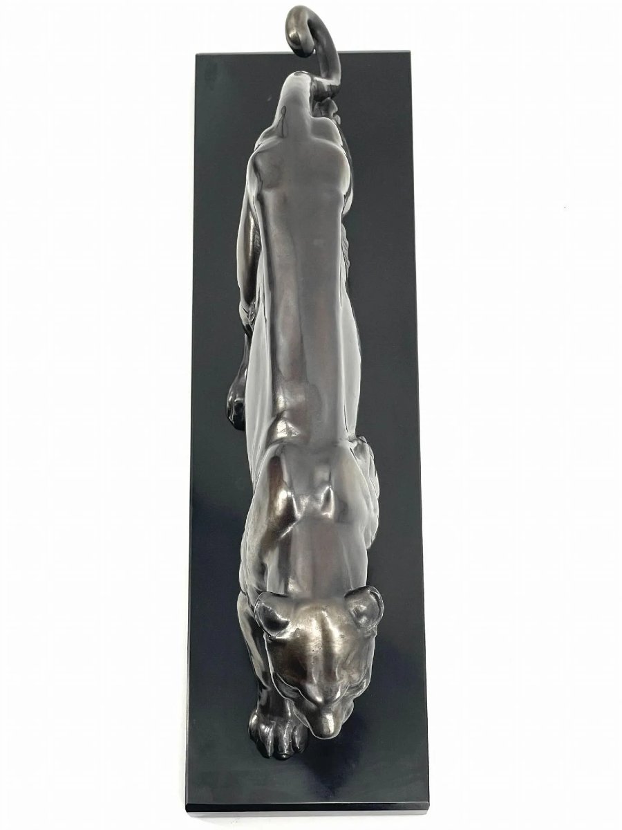 Panthère marchant – d’après Alexandre Ouline (1895-1944) Sculpture en bronze à patine argentée -photo-4