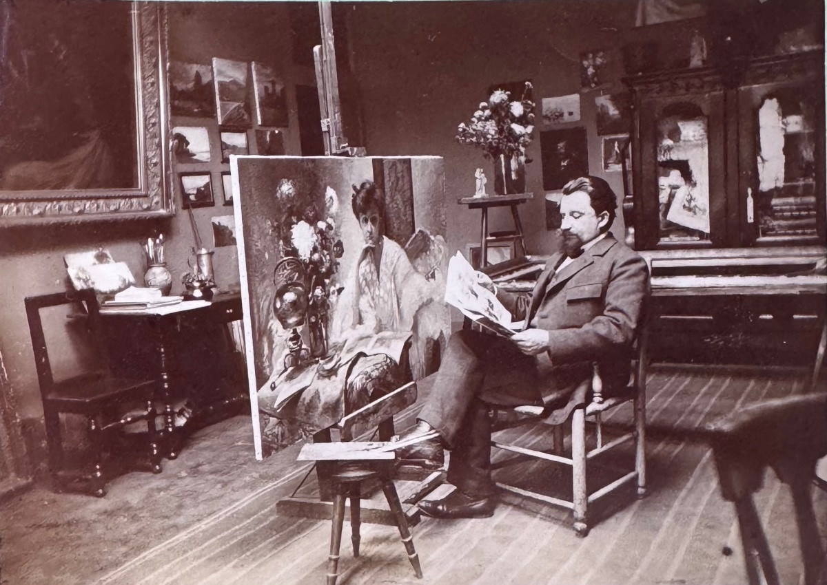 Large Female Portrait In An Interior – Lyon Salon 1910 -photo-2