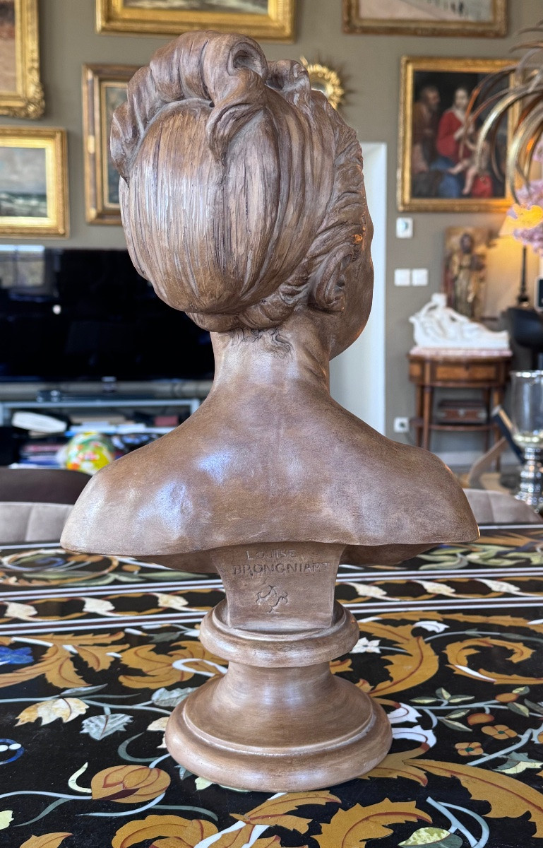 Louise Brongniart d’après Jean-Antoine Houdon (1741–1828) Buste en terre cuite – Fin du XIXe -photo-4