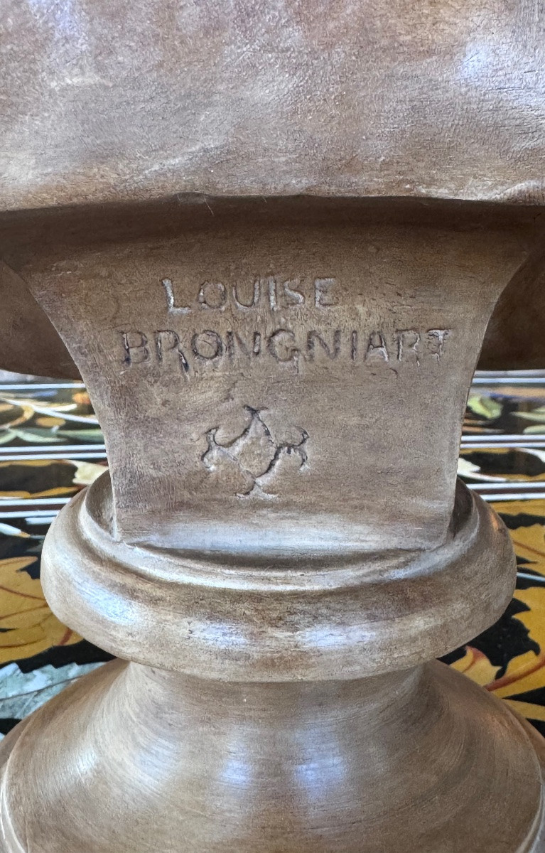 Louise Brongniart d’après Jean-Antoine Houdon (1741–1828) Buste en terre cuite – Fin du XIXe -photo-1