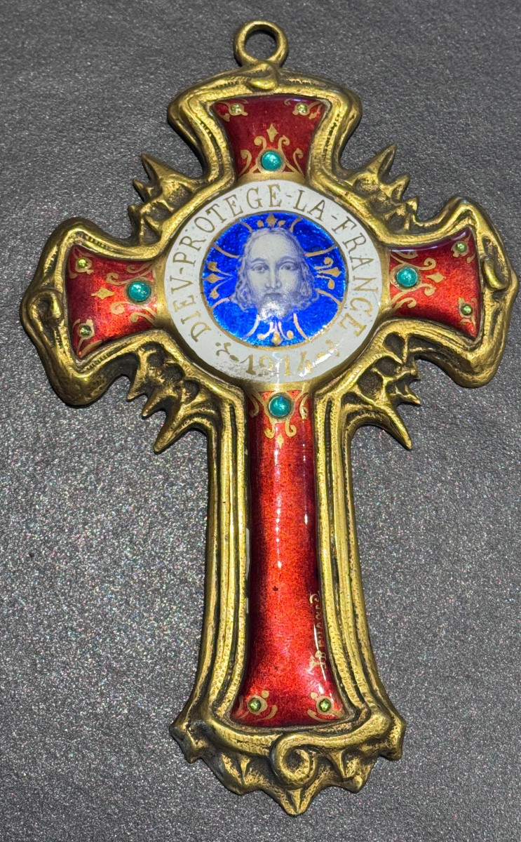 Léon Brunard (1872–1931) Patriotic Cross “god Protect France – 1914” 
