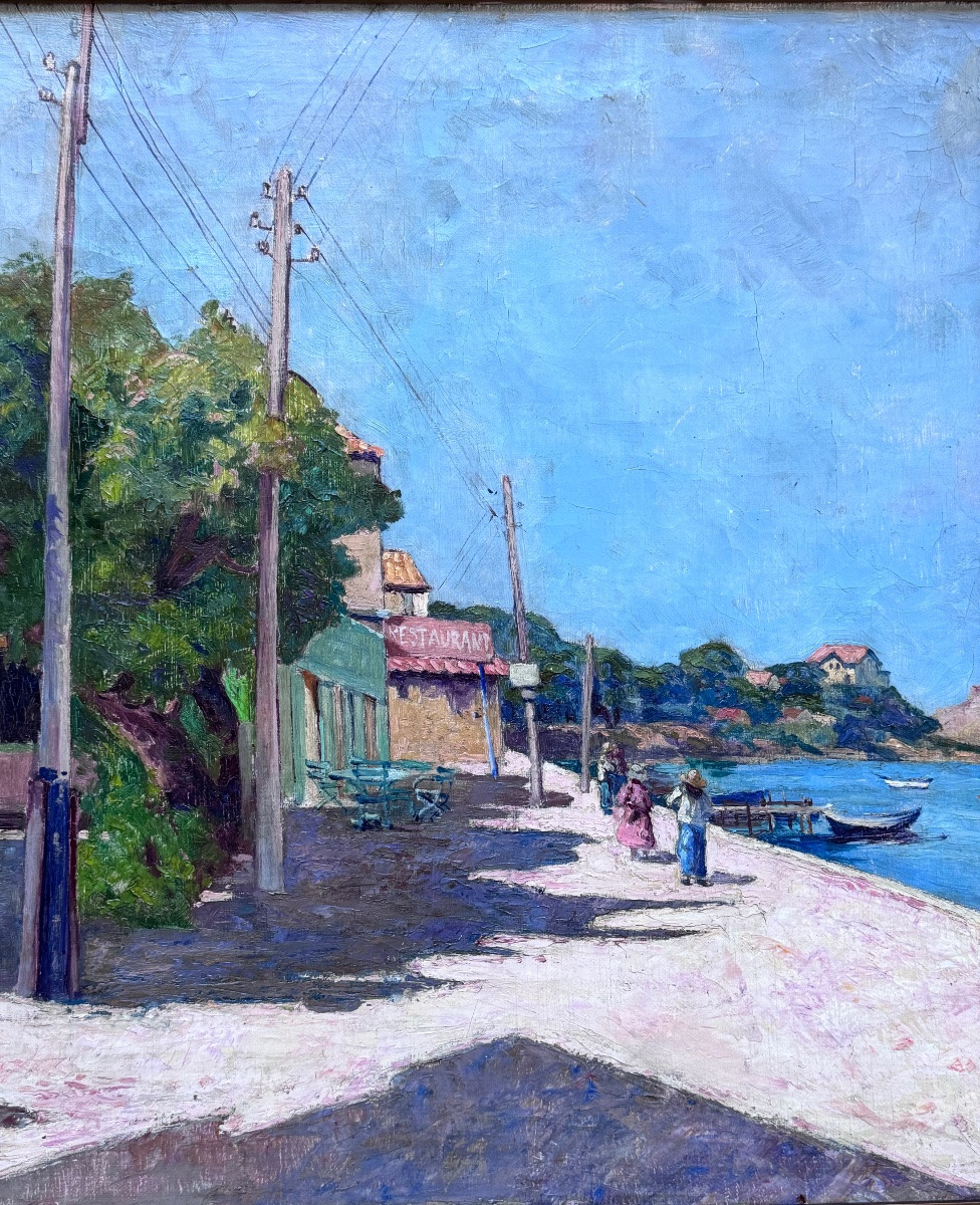 Léon Brunard (1872-1931) Lively Port Scene – Oil On Canvas  -photo-3