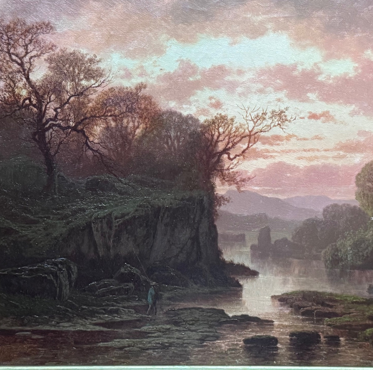 François-victor Jeanneney (1832-1885) Landscape At Sunset – Oil On Canvas  -photo-2