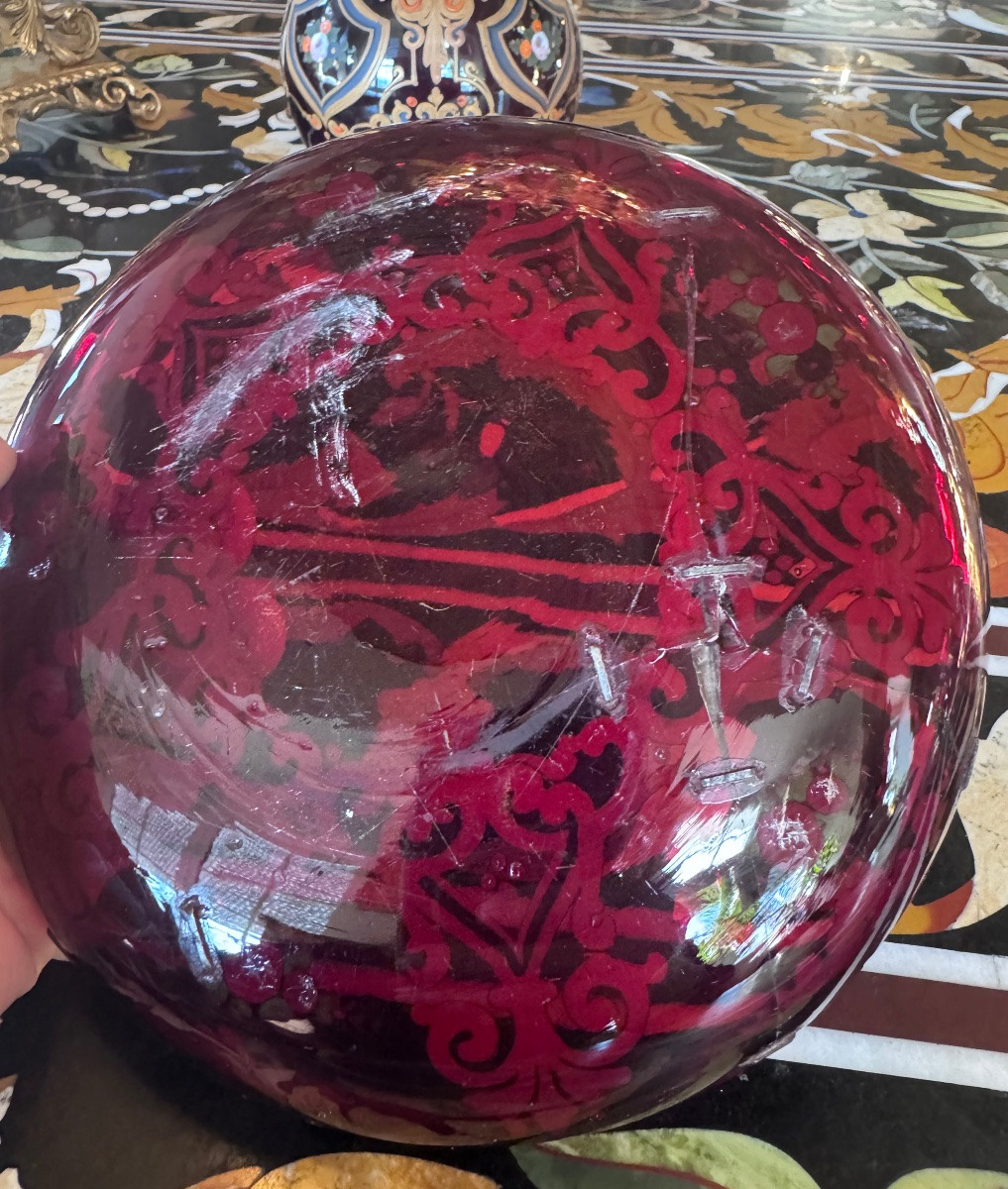 Bohemian Enameled Glass Column Hookah – 19th Century. Provenance: Painter's Workshop -photo-1